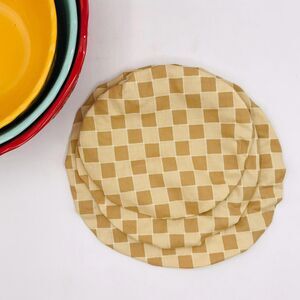 Cotton Bowl Cover For Sourdough, 3 Size Set, Reusable, Washable Neutral Checker